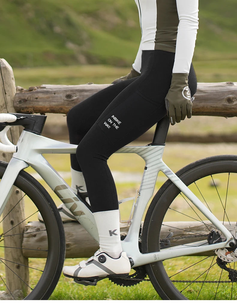 Women's Winter Cycling Pants - Fleece MTB Leggings with Pockets