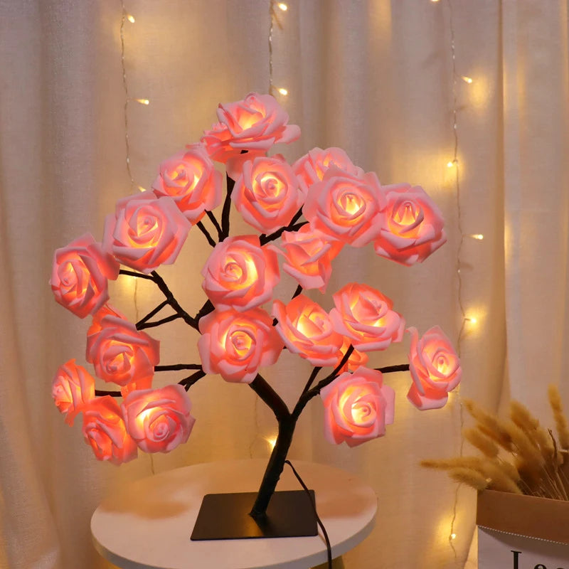 LED Rose Tree Lamp – USB Powered Flower Night Light for Home & Gifts