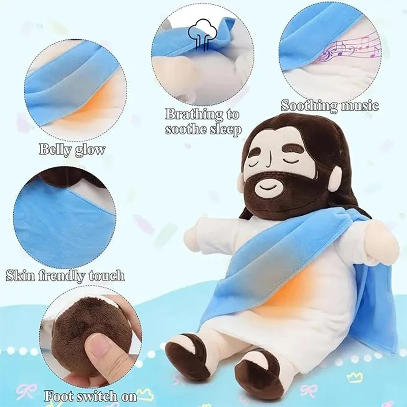 Jesus Plush Doll with Soft Breathing and Children's Music