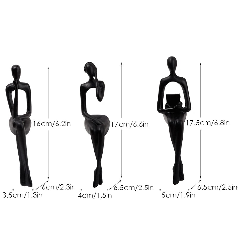 Vilead Set of 3 Abstract Figurines – Nordic Modern Art Sculptures