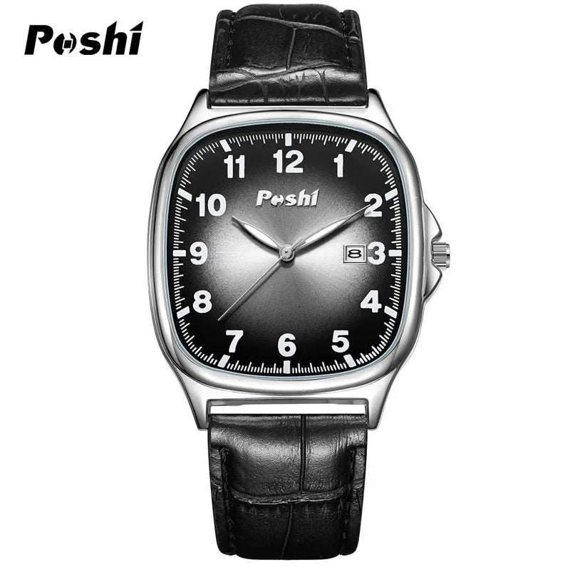 Men's Quartz Watches With Waterproof Leather Strap With Date