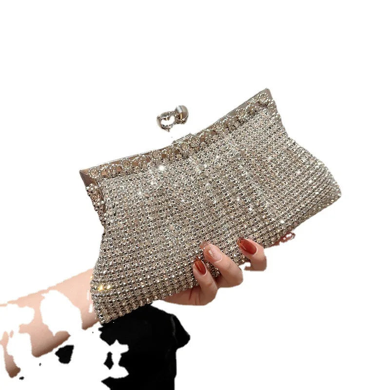 Luxury Women's Handbag with Rhinestones and Removable Chain