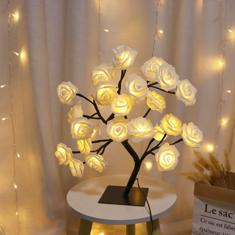 LED Rose Tree Lamp – USB Powered Flower Night Light for Home & Gifts