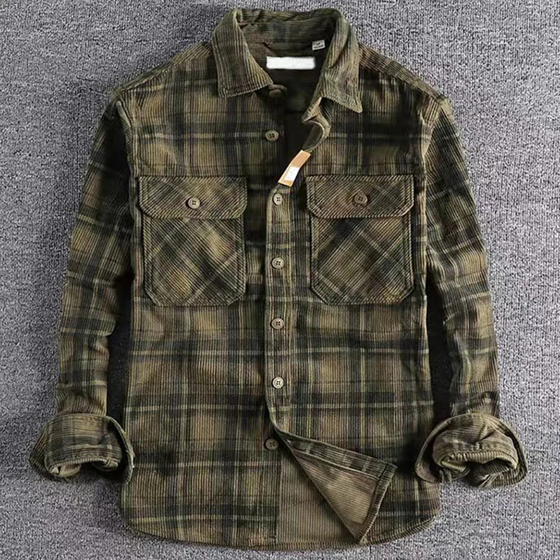 Men's Vintage Classic Long Sleeve Plaid Shirt