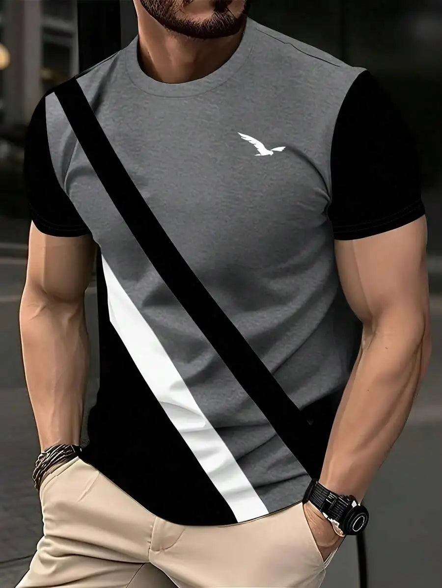 Summer Men's Striped T-Shirt – Trendy Streetwear Loose Fit