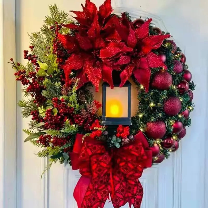 Front Door Christmas Wreath with Candle – 30/40 cm Floral Decoration