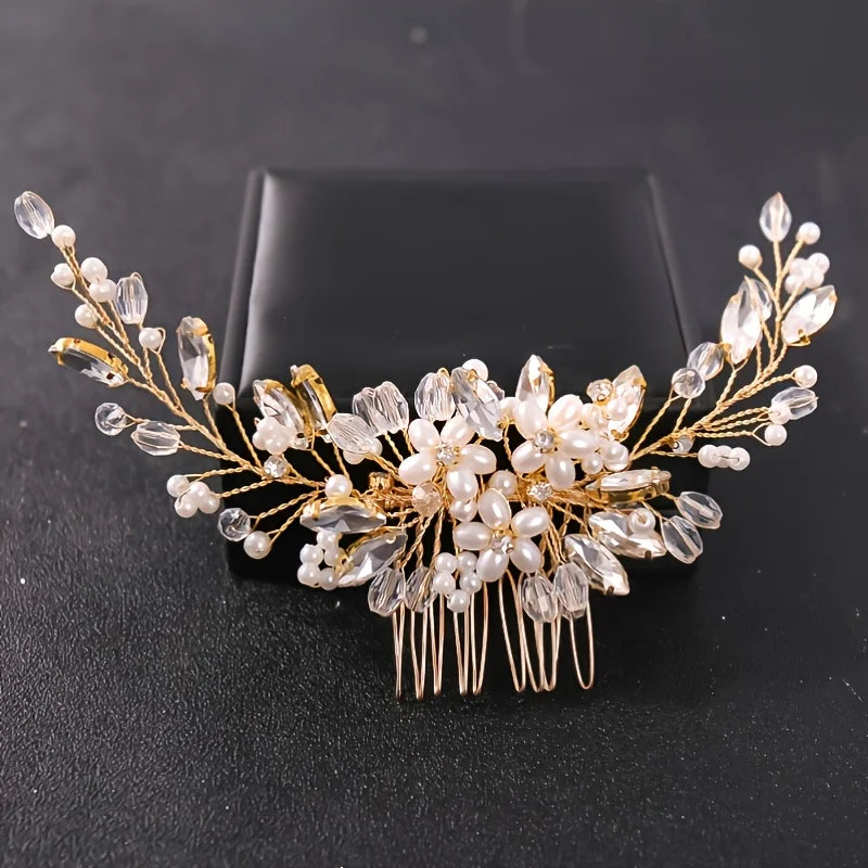 High Quality Rhinestone Flower Hair Comb for Bride