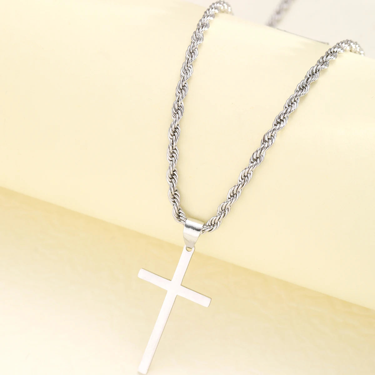 Men's Necklace with Stainless Steel Cross Pendant Minimalist Style