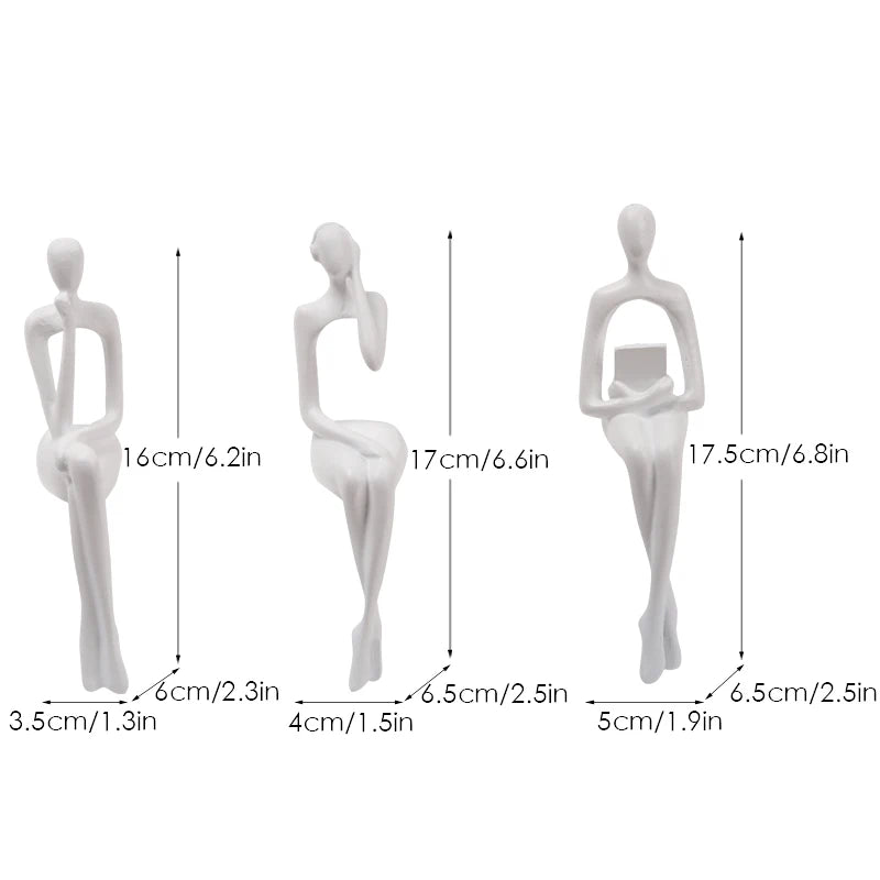 Vilead Set of 3 Abstract Figurines – Nordic Modern Art Sculptures