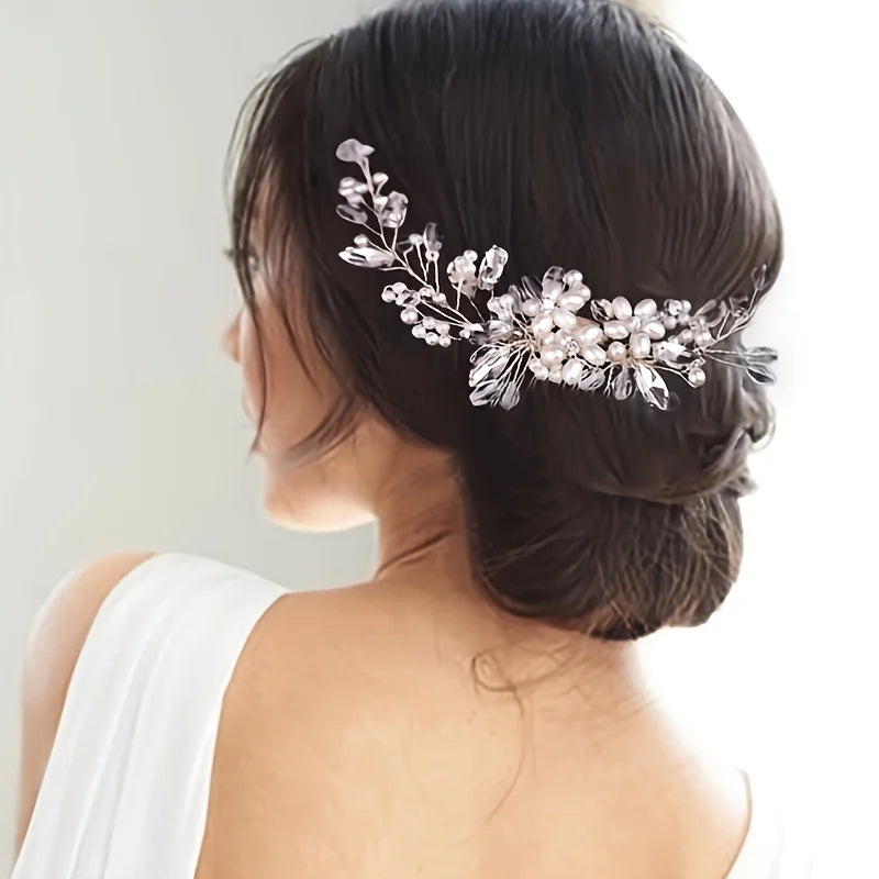 High Quality Rhinestone Flower Hair Comb for Bride