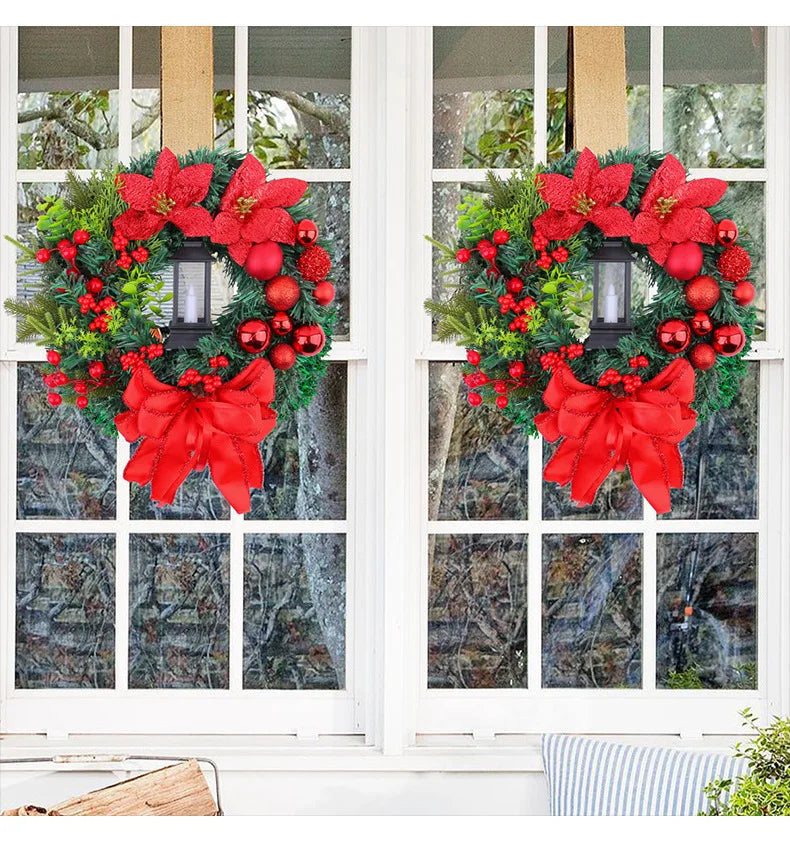 Front Door Christmas Wreath with Candle – 30/40 cm Floral Decoration