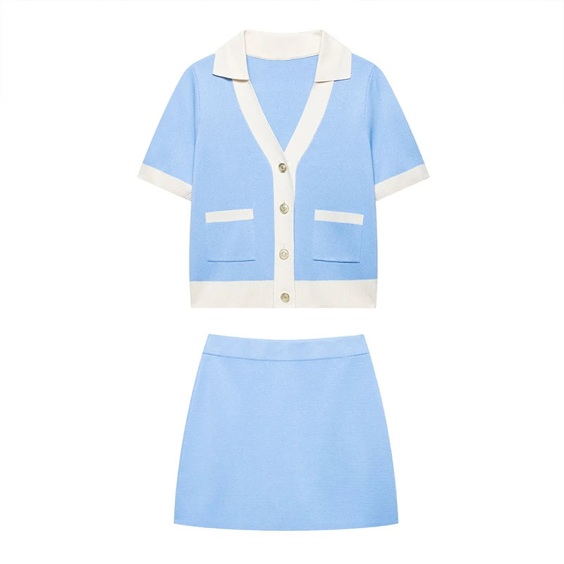 Elegant Knitted Top and Skirt Set Trend 2026