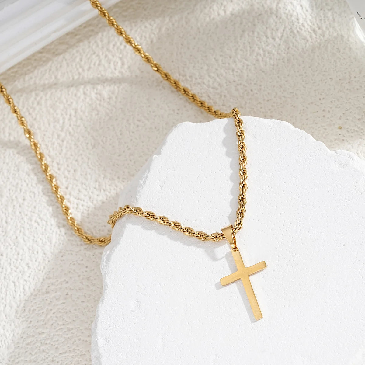 Men's Necklace with Stainless Steel Cross Pendant Minimalist Style