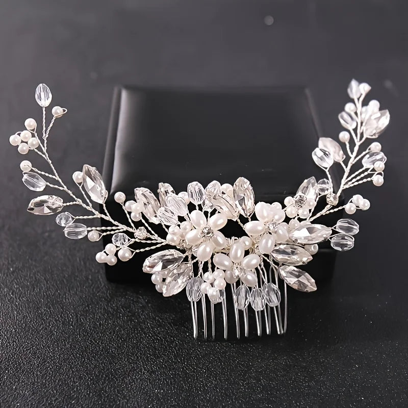High Quality Rhinestone Flower Hair Comb for Bride