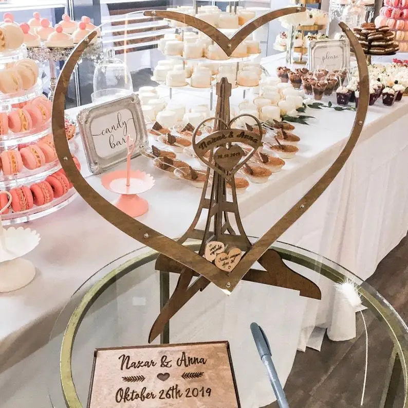 Heart-Shaped Wooden Wedding Guest Book Box