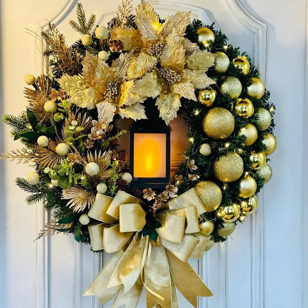 Front Door Christmas Wreath with Candle – 30/40 cm Floral Decoration