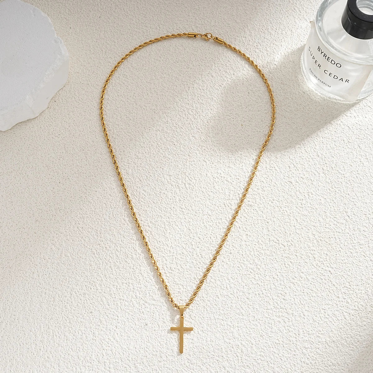 Men's Necklace with Stainless Steel Cross Pendant Minimalist Style
