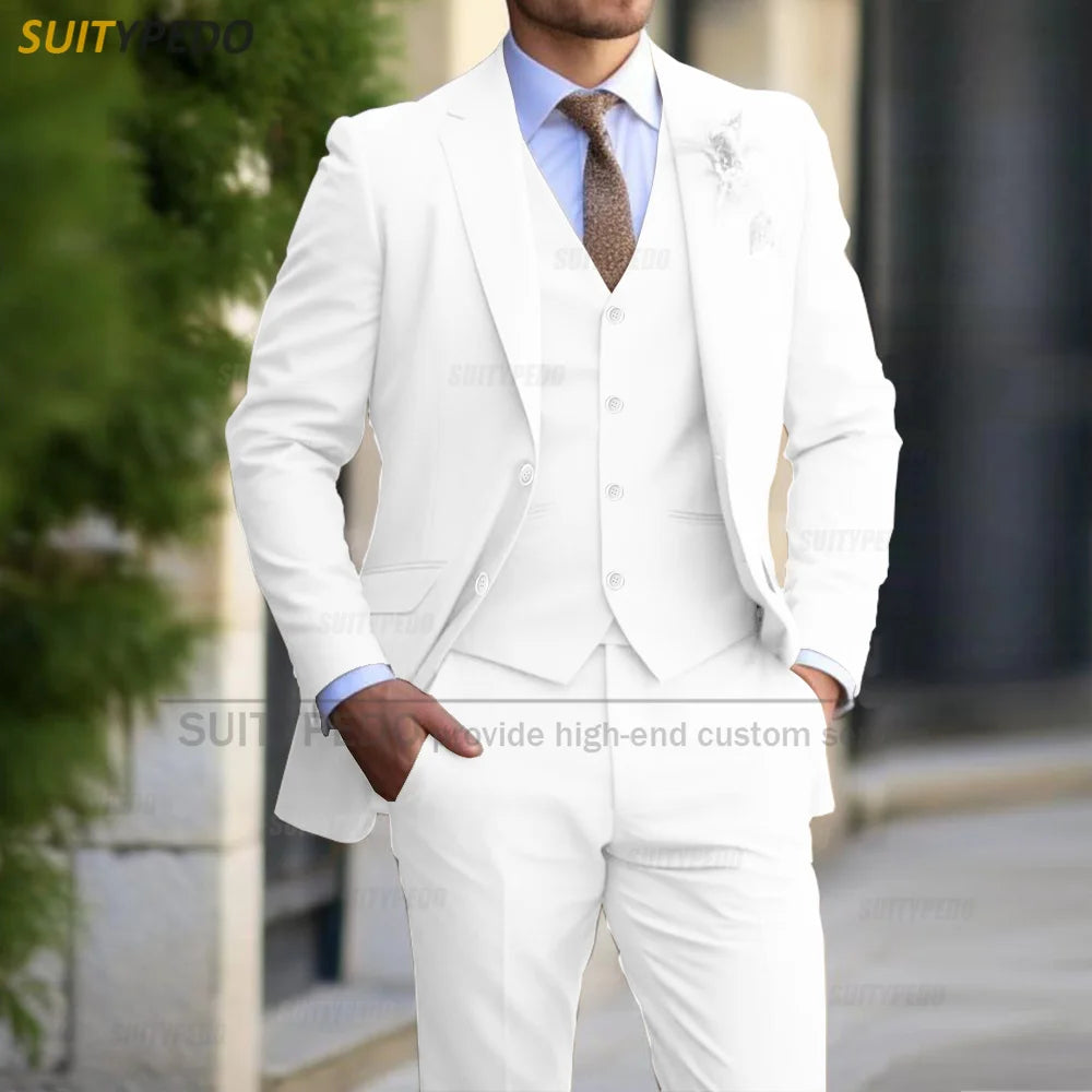 Men’s 3-Piece Formal Suit – Slim Fit Blazer, Vest & Pants
