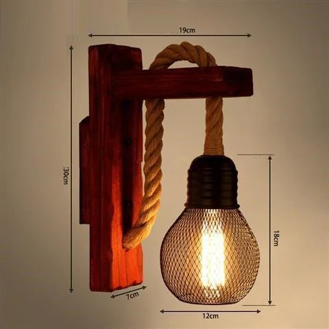 Vintage Industrial LED Wall Lamp – Retro Hemp Rope Design