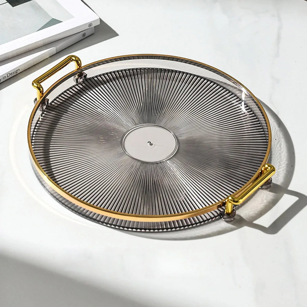 Luxury Storage Tray with Golden Handle – Elegant Tea, Dessert & Fruit Plate