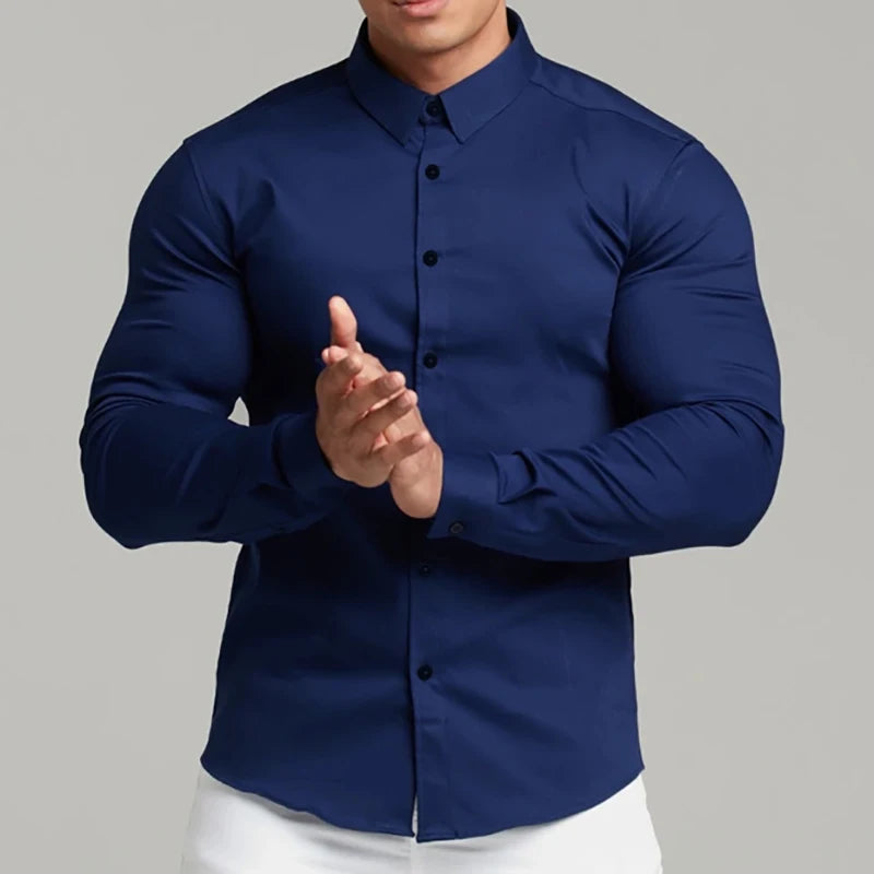 Men's Long Sleeve Dress Shirt, Casual Elegant Business Dress Shirt