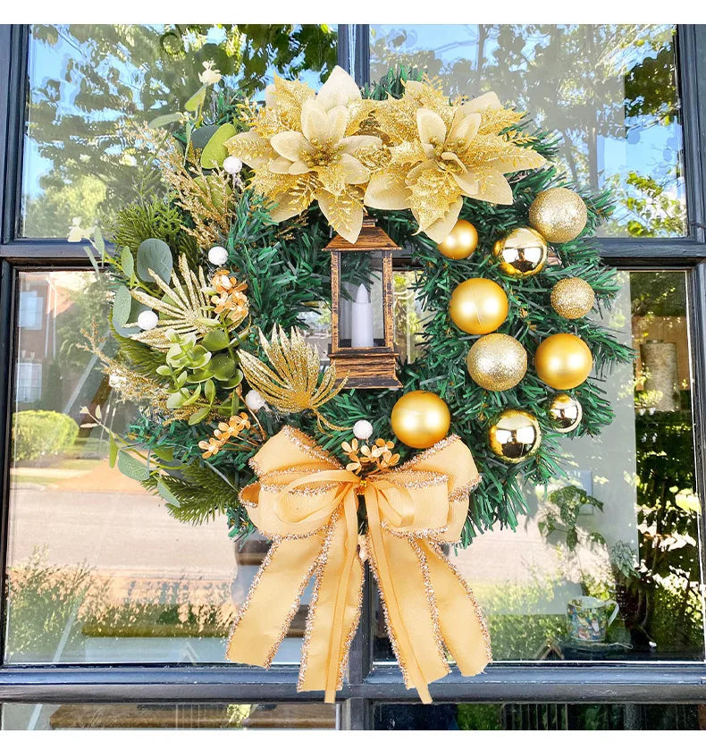 Front Door Christmas Wreath with Candle – 30/40 cm Floral Decoration