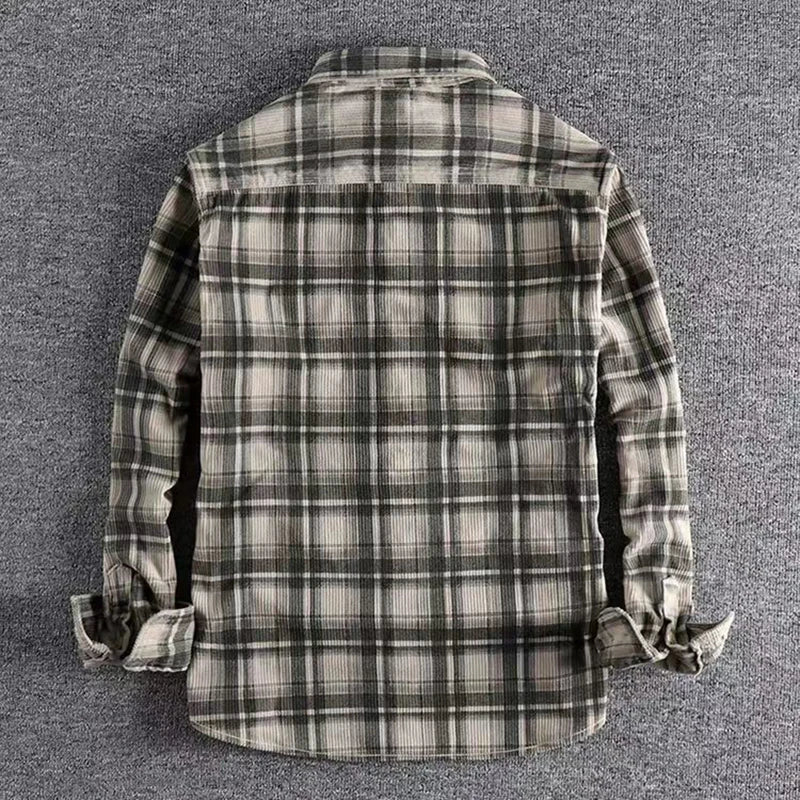 Men's Vintage Classic Long Sleeve Plaid Shirt