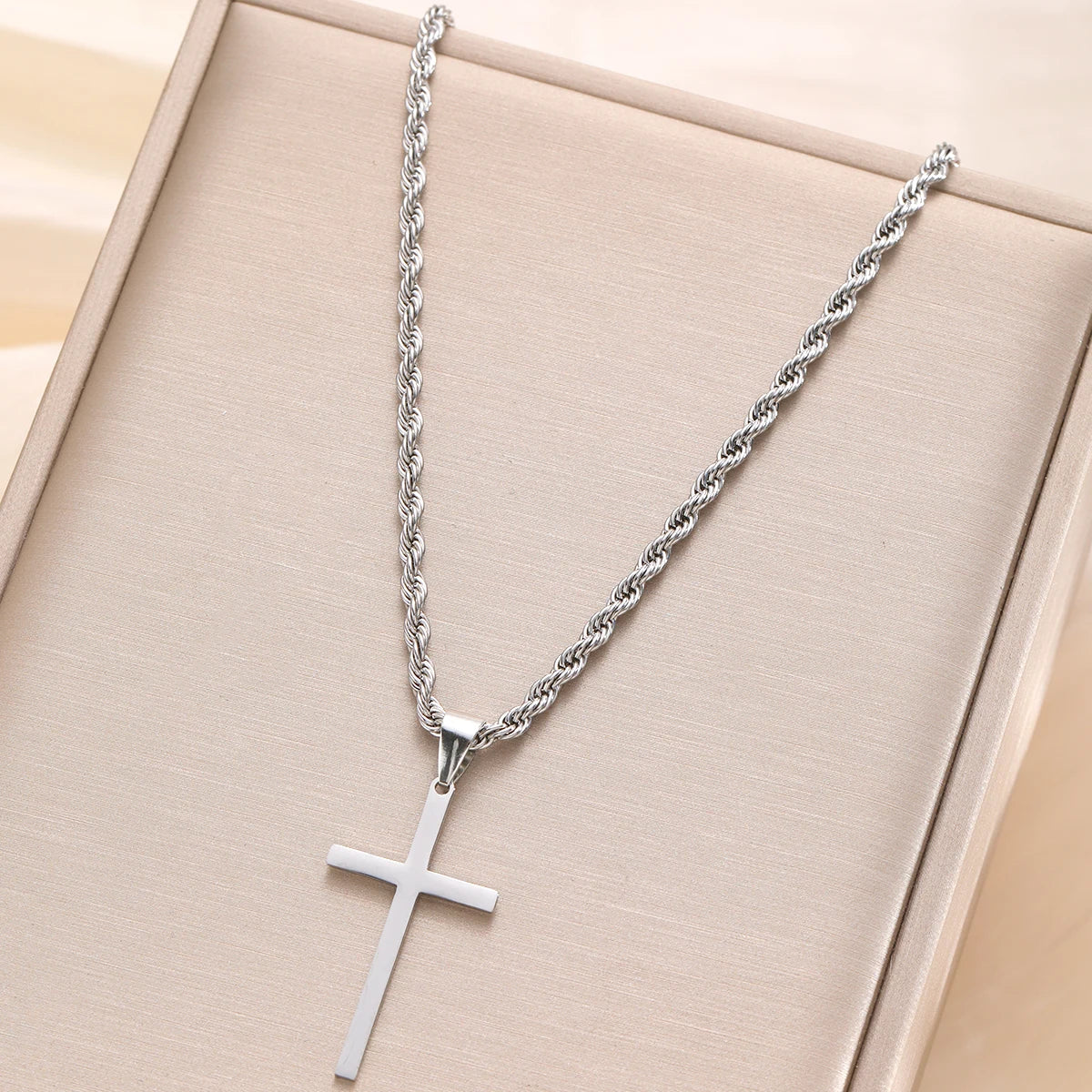 Men's Necklace with Stainless Steel Cross Pendant Minimalist Style