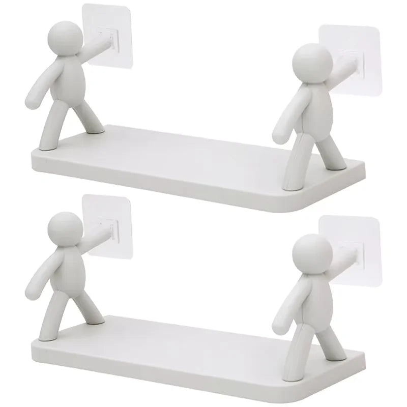 Self-Adhesive Plastic Shelf Bathroom and Kitchen Holder Without Drilling