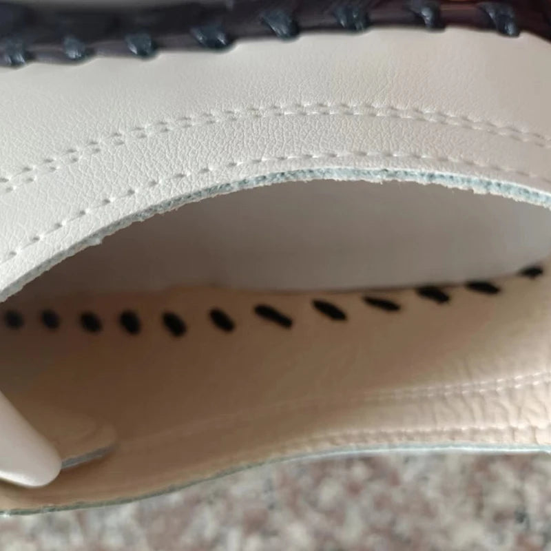 Women’s Leather Sneakers – Casual Lace-Up Flat Shoes, Comfortable Mom Shoes