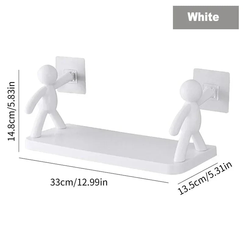 Self-Adhesive Plastic Shelf Bathroom and Kitchen Holder Without Drilling