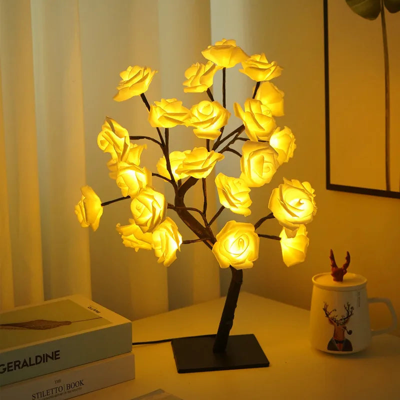 LED Rose Tree Lamp – USB Powered Flower Night Light for Home & Gifts