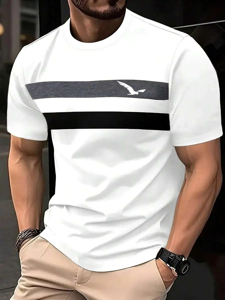 Summer Men's Striped T-Shirt – Trendy Streetwear Loose Fit
