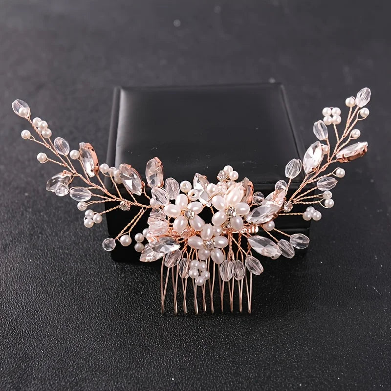 High Quality Rhinestone Flower Hair Comb for Bride