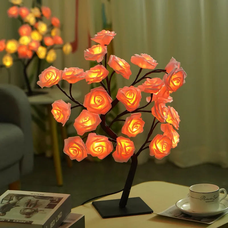 LED Rose Tree Lamp – USB Powered Flower Night Light for Home & Gifts